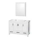 Wyndham Sheffield 48" Single Bathroom Vanity In White No Countertop No Sink And Medicine Cabinet WCS141448SWHCXSXXMED