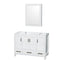 Wyndham Sheffield 48" Single Bathroom Vanity In White No Countertop No Sink And Medicine Cabinet WCS141448SWHCXSXXMED