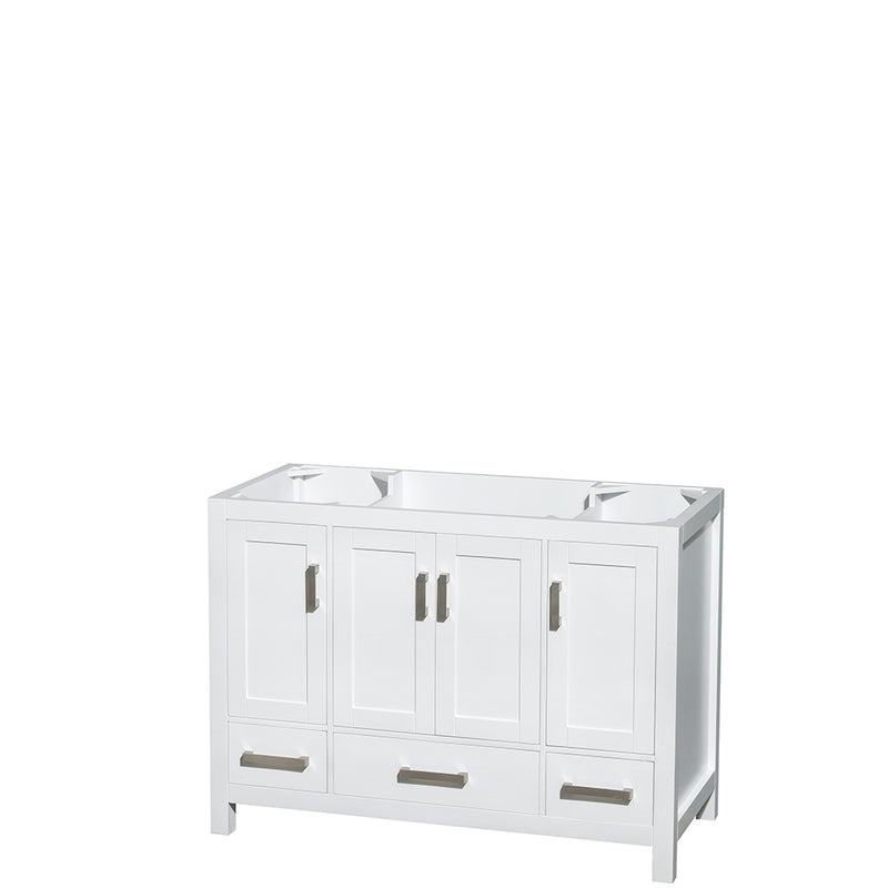 Wyndham Sheffield 48" Single Bathroom Vanity In White No Countertop No Sink And No Mirror WCS141448SWHCXSXXMXX