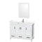 Wyndham Sheffield 48" Single Bathroom Vanity In White With White Cultured Marble Countertop Undermount Square Sink And 24" Mirror WCS141448SWHWCUNSM24