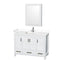 Wyndham Sheffield 48" Single Bathroom Vanity In White With White Cultured Marble Countertop Undermount Square Sink And Medicine Cabinet WCS141448SWHWCUNSMED