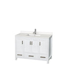 Wyndham AAA Sheffield 48" Single Bathroom Vanity In White With White Quartz Countertop Undermount Square Sink And No Mirror WCS141448SWHWQUNSMXX