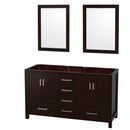 Wyndham Sheffield 60" Double Bathroom Vanity In Espresso No Countertop No Sinks And 24" Mirrors WCS141460DESCXSXXM24