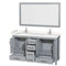 Wyndham Sheffield 60" Double Bathroom Vanity In Gray with Carrara Cultured Marble Countertop Undermount Square Sinks and 58" Mirror WCS141460DGYC2UNSM58