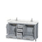 Wyndham Sheffield 60" Double Bathroom Vanity In Gray with Carrara Cultured Marble Countertop Undermount Square Sinks and No Mirror WCS141460DGYC2UNSMXX