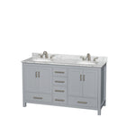 Wyndham Sheffield 60" Double Bathroom Vanity In Gray With White Carrara Marble Countertop Undermount Oval Sinks And No Mirror WCS141460DGYCMUNOMXX