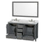 Wyndham Sheffield 60" Double Bathroom Vanity In Dark Gray with White Carrara Marble Countertop Undermount Oval Sinks and 58" Mirror WCS141460DKGCMUNOM58