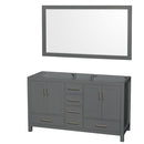 Wyndham Sheffield 60" Double Bathroom Vanity In Dark Gray With No Countertop No Sinks And 58" Mirror WCS141460DKGCXSXXM58