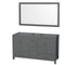 Wyndham Sheffield 60" Double Bathroom Vanity In Dark Gray With No Countertop No Sinks And 58" Mirror WCS141460DKGCXSXXM58