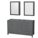 Wyndham Sheffield 60" Double Bathroom Vanity In Dark Gray With No Countertop No Sinks And Medicine Cabinets WCS141460DKGCXSXXMED