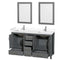 Wyndham Sheffield 60" Double Bathroom Vanity In Dark Gray with White Cultured Marble Countertop Undermount Square Sinks and 24" Mirrors WCS141460DKGWCUNSM24