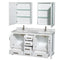 Wyndham Sheffield 60" Double Bathroom Vanity In White White Carrara Marble Countertop Undermount Square Sinks and Medicine Cabinets WCS141460DWHCMUNSMED