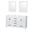 Wyndham Sheffield 60" Double Bathroom Vanity In White No Countertop No Sinks And 24" Mirrors WCS141460DWHCXSXXM24