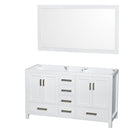 Wyndham Sheffield 60" Double Bathroom Vanity In White No Countertop No Sinks And 58" Mirror WCS141460DWHCXSXXM58