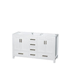 Wyndham Sheffield 60" Double Bathroom Vanity In White White Carrara Marble Countertop Undermount Oval Sinks and Medicine Cabinets WCS141460DWHCMUNOMED