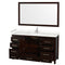 Wyndham Sheffield 60" Single Bathroom Vanity In Espresso with Carrara Cultured Marble Countertop Undermount Square Sink and 58" Mirror WCS141460SESC2UNSM58