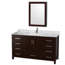 Wyndham Sheffield 60" Single Bathroom Vanity In Espresso White Carrara Marble Countertop Undermount Square Sink And Medicine Cabinet WCS141460SESCMUNSMED