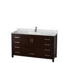 Wyndham Sheffield 60" Single Bathroom Vanity In Espresso White Carrara Marble Countertop Undermount Square Sink And No Mirror WCS141460SESCMUNSMXX