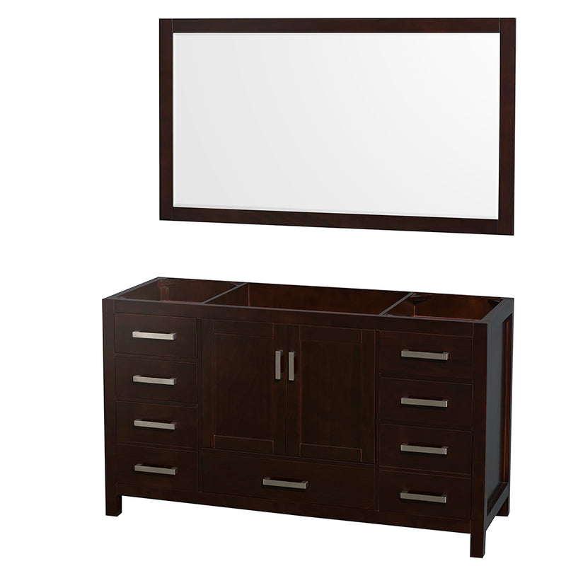 Wyndham Sheffield 60" Single Bathroom Vanity In Espresso No Countertop No Sink And 58" Mirror WCS141460SESCXSXXM58