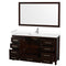 Wyndham Sheffield 60" Single Bathroom Vanity In Espresso with White Cultured Marble Countertop Undermount Square Sink and 58" Mirror WCS141460SESWCUNSM58