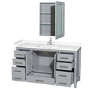 Wyndham Sheffield 60" Single Bathroom Vanity In Gray with Carrara Cultured Marble Countertop Undermount Square Sink and Medicine Cabinet WCS141460SGYC2UNSMED