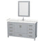 Wyndham Sheffield 60" Single Bathroom Vanity In Gray With Carrara Cultured Marble Countertop Undermount Square Sink And Medicine Cabinet WCS141460SGYC2UNSMED