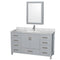 Wyndham Sheffield 60" Single Bathroom Vanity In Gray With White Carrara Marble Countertop Undermount Square Sink And Medicine Cabinet WCS141460SGYCMUNSMED