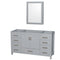 Wyndham Sheffield 60" Single Bathroom Vanity In Gray With No Countertop No Sink And Medicine Cabinet WCS141460SGYCXSXXMED