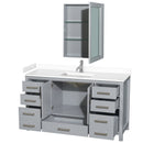 Wyndham Sheffield 60" Single Bathroom Vanity In Gray with White Cultured Marble Countertop Undermount Square Sink and Medicine Cabinet WCS141460SGYWCUNSMED