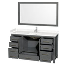 Wyndham Sheffield 60" Single Bathroom Vanity In Dark Gray with Carrara Cultured Marble Countertop Undermount Square Sink and 58" Mirror WCS141460SKGC2UNSM58