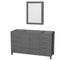 Wyndham Sheffield 60" Single Bathroom Vanity In Dark Gray With No Countertop No Sink And Medicine Cabinet WCS141460SKGCXSXXMED