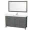 Wyndham Sheffield 60" Single Bathroom Vanity In Dark Gray With White Cultured Marble Countertop Undermount Square Sink And 58" Mirror WCS141460SKGWCUNSM58