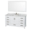 Wyndham Sheffield 60" Single Bathroom Vanity In White White Carrara Marble Countertop Undermount Oval Sink And 58" Mirror WCS141460SWHCMUNOM58