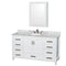 Wyndham Sheffield 60" Single Bathroom Vanity In White White Carrara Marble Countertop Undermount Oval Sink And Medicine Cabinet WCS141460SWHCMUNOMED