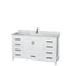 Wyndham Sheffield 60" Single Bathroom Vanity In White White Carrara Marble Countertop Undermount Square Sink And No Mirror WCS141460SWHCMUNSMXX