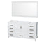 Wyndham Sheffield 60" Single Bathroom Vanity In White No Countertop No Sink And 58" Mirror WCS141460SWHCXSXXM58