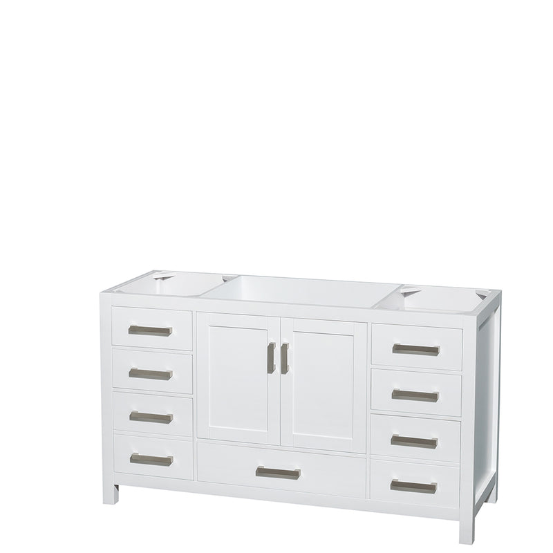 Wyndham Sheffield 60" Single Bathroom Vanity In White White Carrara Marble Countertop Undermount Oval Sink and Medicine Cabinet WCS141460SWHCMUNOMED