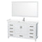 Wyndham Sheffield 60" Single Bathroom Vanity In White With White Cultured Marble Countertop Undermount Square Sink And 58" Mirror WCS141460SWHWCUNSM58