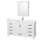 Wyndham Sheffield 60" Single Bathroom Vanity In White With White Cultured Marble Countertop Undermount Square Sink And Medicine Cabinet WCS141460SWHWCUNSMED