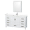 Wyndham Sheffield 60" Single Bathroom Vanity In White With White Cultured Marble Countertop Undermount Square Sink And Medicine Cabinet WCS141460SWHWCUNSMED