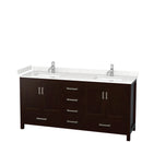 Wyndham Sheffield 72" Double Bathroom Vanity In Espresso With Carrara Cultured Marble Countertop Undermount Square Sinks And No Mirror WCS141472DESC2UNSMXX