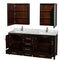 Wyndham Sheffield 72" Double Bathroom Vanity In Espresso White Carrara Marble Countertop Undermount Square Sinks and Medicine Cabinets WCS141472DESCMUNSMED