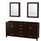 Wyndham Sheffield 72" Double Bathroom Vanity In Espresso No Countertop No Sinks And Medicine Cabinets WCS141472DESCXSXXMED