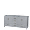 Wyndham Sheffield 72" Double Bathroom Vanity In Gray With No Countertop No Sink And No Mirror WCS141472DGYCXSXXMXX