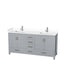 Wyndham Sheffield 72" Double Bathroom Vanity In Gray With White Cultured Marble Countertop Undermount Square Sinks And No Mirror WCS141472DGYWCUNSMXX