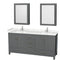 Wyndham Sheffield 72" Double Bathroom Vanity In Dark Gray With Carrara Cultured Marble Countertop Undermount Square Sinks And Medicine Cabinets WCS141472DKGC2UNSMED