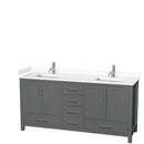 Wyndham Sheffield 72" Double Bathroom Vanity In Dark Gray With White Cultured Marble Countertop Undermount Square Sinks And No Mirror WCS141472DKGWCUNSMXX