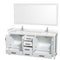 Wyndham Sheffield 72" Double Bathroom Vanity In White with Carrara Cultured Marble Countertop Undermount Square Sinks and 70" Mirror WCS141472DWHC2UNSM70