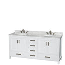 Wyndham Sheffield 72" Double Bathroom Vanity In White White Carrara Marble Countertop Undermount Oval Sinks And No Mirror WCS141472DWHCMUNOMXX