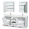 Wyndham Sheffield 72" Double Bathroom Vanity In White with White Cultured Marble Countertop Undermount Square Sinks and Medicine Cabinets WCS141472DWHWCUNSMED